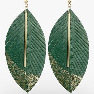 Green laurel leaf earrings